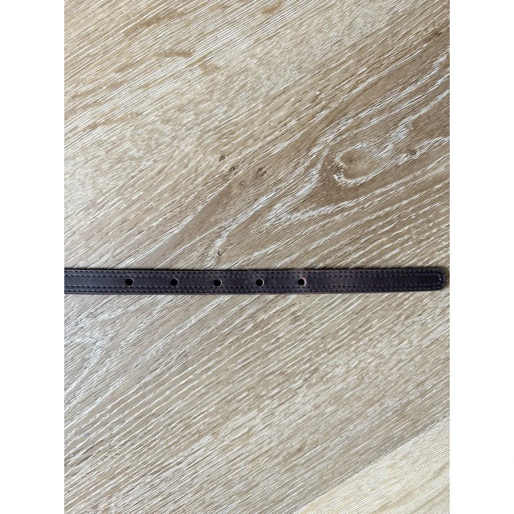 Kenneth Cole Brown Italian Leather Skinny Belt Solid Nickel Buckle Small U5707